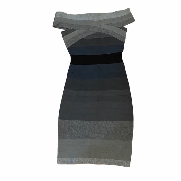 Herve Leger Ombré Off Shoulder Bandage Dress XS - Picture 3 of 7